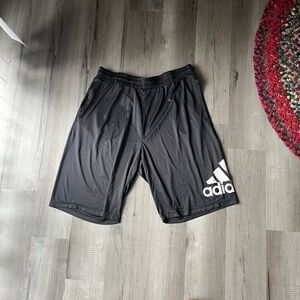 TWO PAIR Adidas Men’s Black Athletic Shorts with White Logo